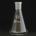 Erlenmeyer Flasks, Ground Joint Capacity 50ml. Outer joint size 14/20.