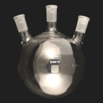 3 Neck Round Bottom Flasks, Angled, Heavy Wall Capacity 2000ml (2L). Center joint size 24/40. Side joints size 24/40.