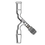 Connecting Adapter, 45 Degree Valve, Schlenk Upper outer and lower inner joint size 24/40. Adjustable bore size 0-4mm.