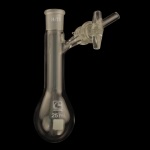 Kjeldahl Shaped Schlenk Flask, Sidearm Stopcock Capacity 25ml. Outer joint size 14/20. Glass stopcock.