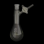 Kjeldahl Shaped Schlenk Flask, Sidearm Stopcock Capacity 50mL. Outer joint size 14/20. Glass stopcock.