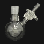 Reaction Storage Round Bottom Flask with Stopcock Capacity 50mL. Outer joint size 14/20. Glass Stopcock.