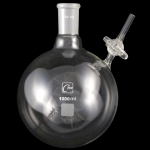 Reaction Storage Round Bottom Flask with Stopcock Capacity 1000mL. Outer joint size 24/40. Glass Stopcock.