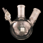 Reaction Storage Round Bottom 2-Neck Flask with Stopcock Capacity 250mL. Outer joints size 24/40. Glass stopcock.