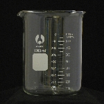 Beaker, Borosilicate, Low Form Capacity 1000ml. Graduation range 100-900ml. OD 105mm. Height 145mm. Graduation 50ml. (BOMEX Brand)