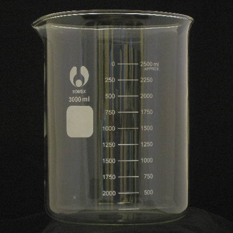 Low Form Griffin Graduated Karter Scientific 213D21 3000ml Beaker Borosilicate 3.3 Glass 