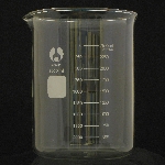 Beaker, Borosilicate, Low Form Capacity 3000ml. Graduation 300-2800ml. OD 150mm. Height 210mm. Graduation 100ml. (BOMEX Brand)