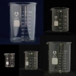 Beaker, Borosilicate, Low Form Beaker Multi Pack. Includes 1 of each of the following (all BOMEX brand):
- BK-2001-006B: 100mL capacity
- BK-2001-009B: 250mL capacity
- BK-2001-012B: 500mL capacity
- BK-2001-015B: 1000mL capacity
- BK-2001-016B: 2000mL capacity