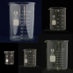 Beaker, Borosilicate, Low Form Beaker Multi Pack. Includes 1 of each of the following (all BOMEX brand):
- BK-2001-006B: 100mL capacity
- BK-2001-009B: 250mL capacity
- BK-2001-012B: 500mL capacity
- BK-2001-015B: 1000mL capacity
- BK-2001-016B: 2000mL capacity