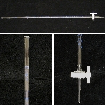 Burette, straight, PTFE stopcock Capacity 25ml. Accuracy limits 0.04ml. Graduation divisions 0.10ml. PTFE stopcock key. Overall length 25 in. E x 20 degrees Celcius. Class A requirements.