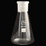 Erlenmeyer Flasks, Ground Joint Capacity 50ml. Outer joint size 19/22.