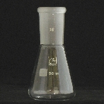 Erlenmeyer Flasks, Ground Joint Capacity 50ml. Outer joint size 24/40.