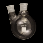 2 Neck Round Bottom Flasks, Angled, Heavy Wall Capacity 250ml. Joints size: Center 19/22; Side 19/22.