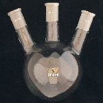 3 Neck Round Bottom Flasks, Angled, Heavy Wall Capacity 1000ml. Center joint size 24/40. Side joint size 24/40.
