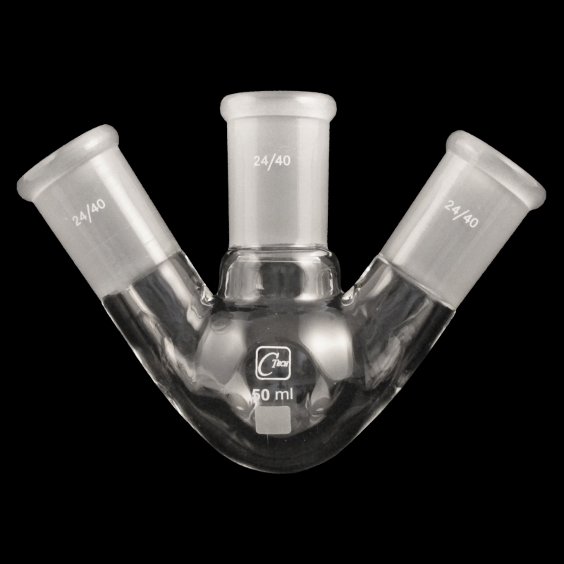 Heavy Wall ACE Glass 6944-258 Three Neck Boiling Flask Round Bottom 24/40 Side Joint 3L Capacity 45/50 Center Joint 