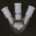 3 Neck Round Bottom Flasks, Angled, Heavy Wall, Low Capacity Capacity 100ml. Center joint size 24/40. Side joint size 24/40.