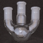 3 Neck Round Bottom Flasks, Vertical, Heavy Wall Capacity 100ml. Center joint size 24/40. Side joints size 24/40.