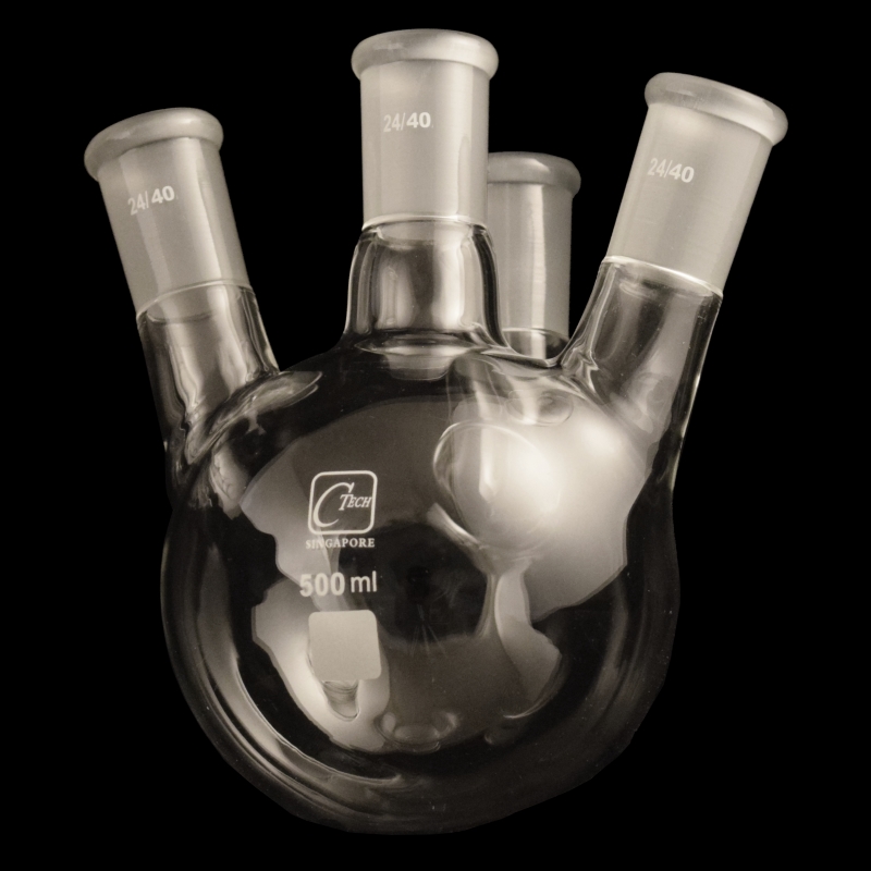 500ml with 24/40 Center and Side Standard Taper Outer Joint Labasics Glass 500ml 2 Neck Round Bottom Flask RBF 