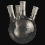 4 Neck Round Bottom Flasks, Angled, Heavy Wall Capacity 1000mL. Center Joint size 24/40. Side joints size 24/40.
