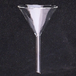 Triangle funnel, short stem, Borosilicate Diameter 150mm. Funnel depth: 110mm.
Stem length: 150mm. Stem OD: 18mm. Stem ID: 14mm.