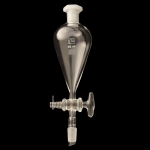 Squibb Separatory Funnel, Glass Stopcock and Ground Joint Capacity 60mL. Joints size 14/20. Bore size 2mm.
Overall length: 220mm.