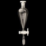 Squibb Separatory Funnel, PTFE Stopcock and Ground Joint Capacity 60mL. Joints size 14/20. Bore size 2mm.