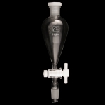 Squibb Separatory Funnel, PTFE Stopcock and Ground Joint Capacity 125mL. Joints size 19/22. Bore size 2mm.