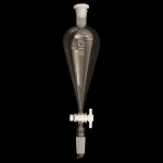 Squibb Separatory Funnel, PTFE Stopcock and Ground Joint Capacity 500mL. Joints size 24/40. Bore size 4mm.