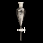 Squibb Separatory Funnel, PTFE Stopcock Capacity 125ml. Top outer joint size 19/22. Bore size 2mm.