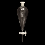 Squibb Separatory Funnel, PTFE Stopcock Capacity 250mL. Outer joint size 19/22. Key size 2mm.
