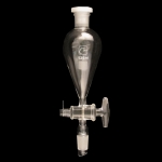 Squibb Separatory Funnel, Glass Stopcock and Ground Joint Capacity 125mL. Joints size 19/22. Bore size 2mm.