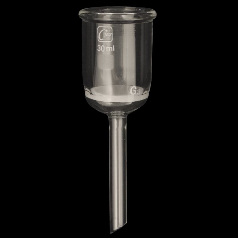 30mL Glass Filtration Buchner Funnel, Fritted, G3 Medium Porosity