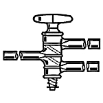 ST-5002: Double Oblique Bore Stopcock, High Vacuum, Solid Glass Plug