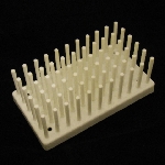 Test Tube / Drying Rack, Polypropylene Pegs/holes: 66/50. Color: white.
Length: 7 3/8 in. Width: 4 in. Height: 2 11/16 in.
Peg diameter: 3/16 in. Peg height: 1 15/16 in. Space between pegs: 7/16 in.